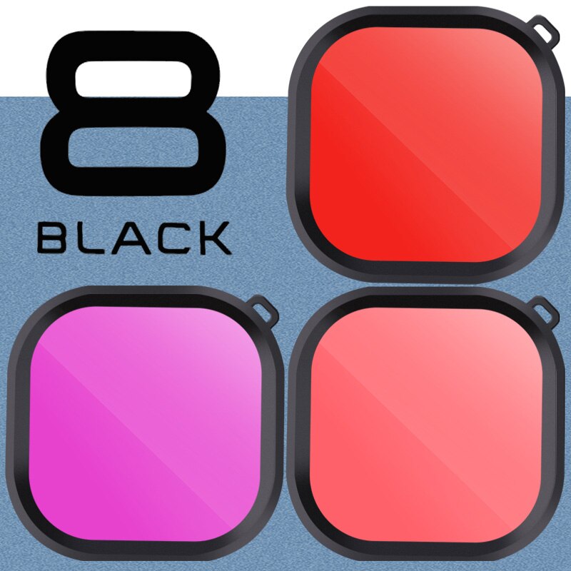 3- pakke filtre kit rød magenta snorkel linse rød farve filter til gopro hero 8 sort super dragt originalt hus taske tilbehør
