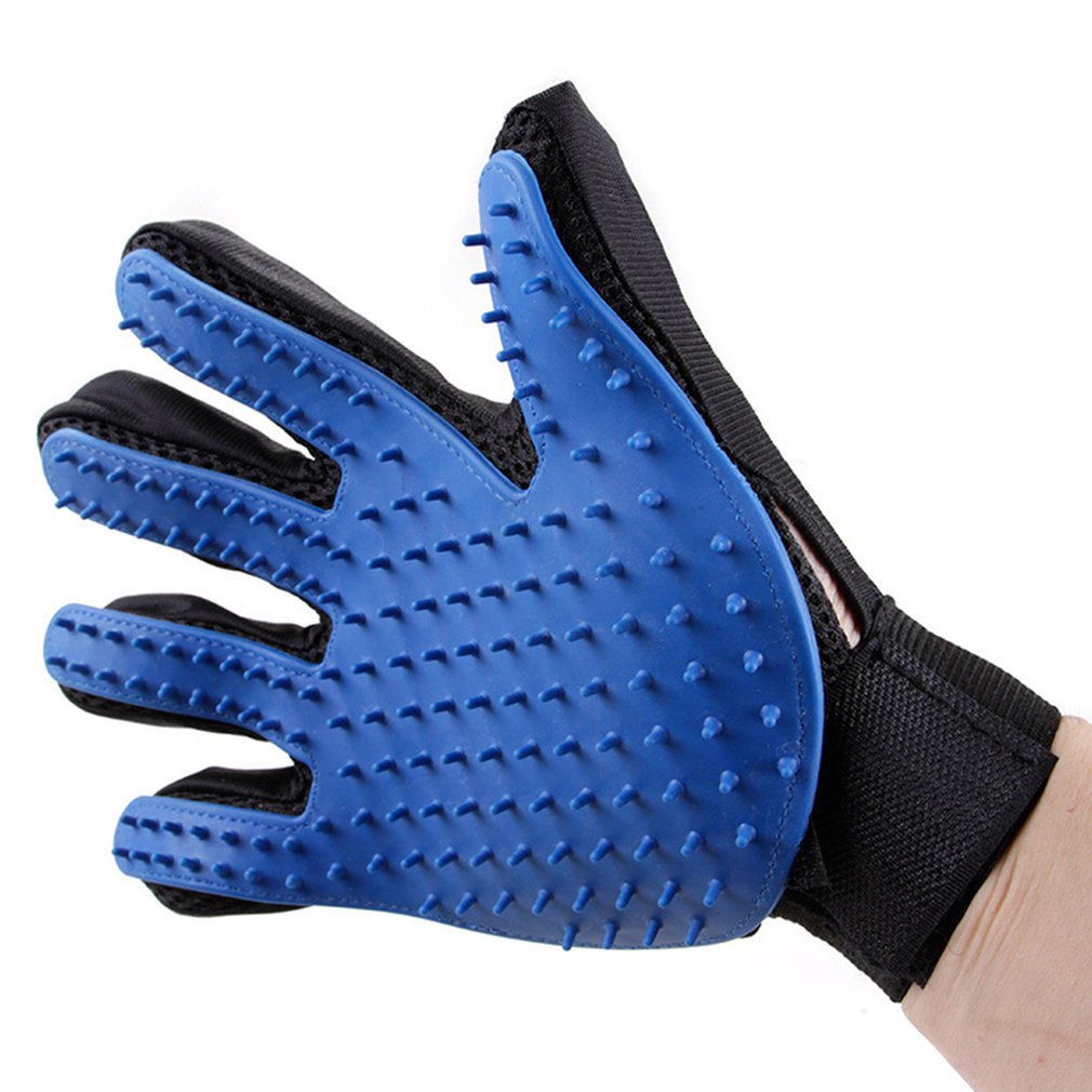 Guante de aseo para mascotas, guantes para depilación, guante para el pelo, guante mágico para eliminar el vello, guante para el cuidado del cabello azul