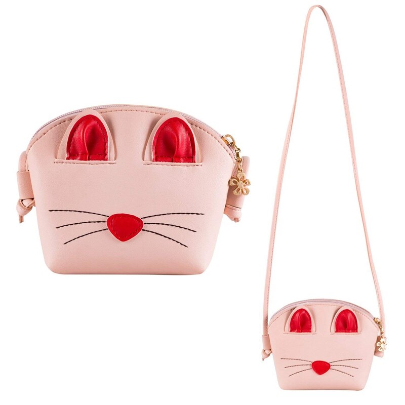 Rosa Kleine Mädchen Crossbody Geldbörse Nette Katze Schulter Tasche für Mädchen, Kinder, Kleinkind