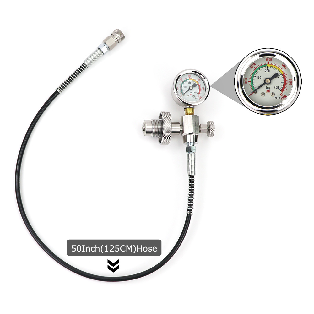 Estación de llenado DIN para buceo, conector G5/8, adaptador de carga, botella grande a botella pequeña con válvula de purga de distribución, ajuste rápido: Azul oscuro
