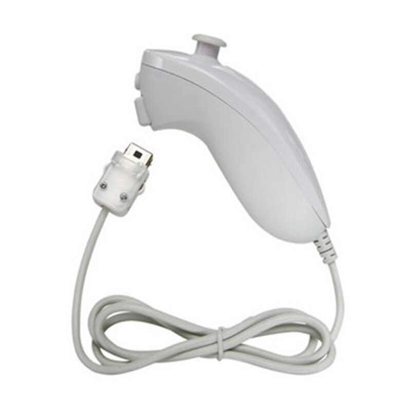 White Motion Sensor Remote Controller + Wired Nunchuck Combo for Nintendo Wii Console