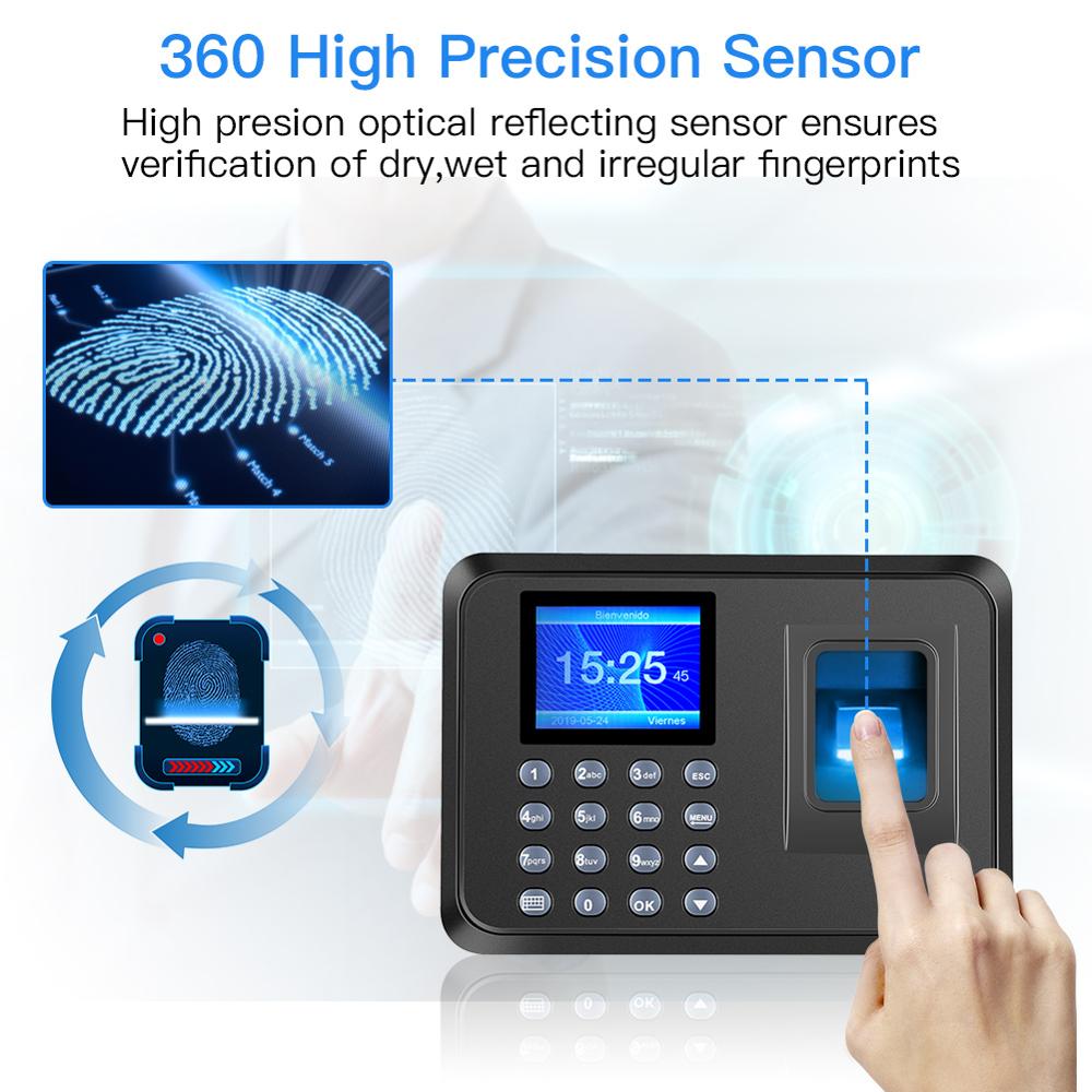 Biometric Fingerprint Time Attendance System Clock Recorder LCD Scree Employee Recognition Recording Device Electronic Machine