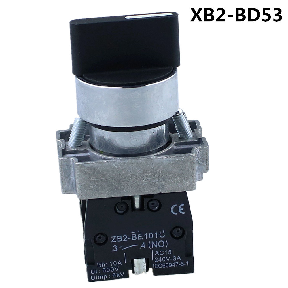 XB2-BD53C BD33C BD25C BD21C 22mm hole 3position selector switch spring reset knob 3 gear self reset 2 normal open