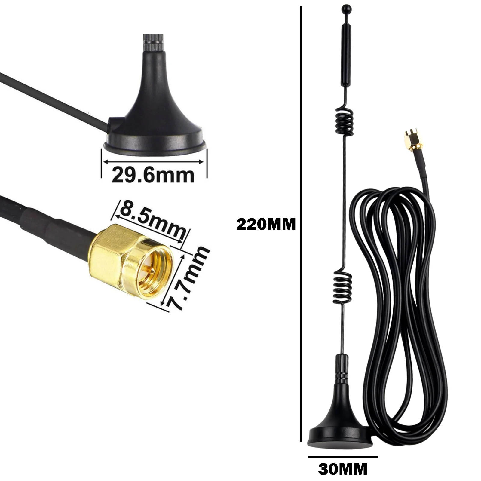 1 unidad de antena externa 12dBi de doble banda 2,4G/5,8 GHz antena inalámbrica con ventosa WiFi SMA macho base magnética antena de señal de doble hélice