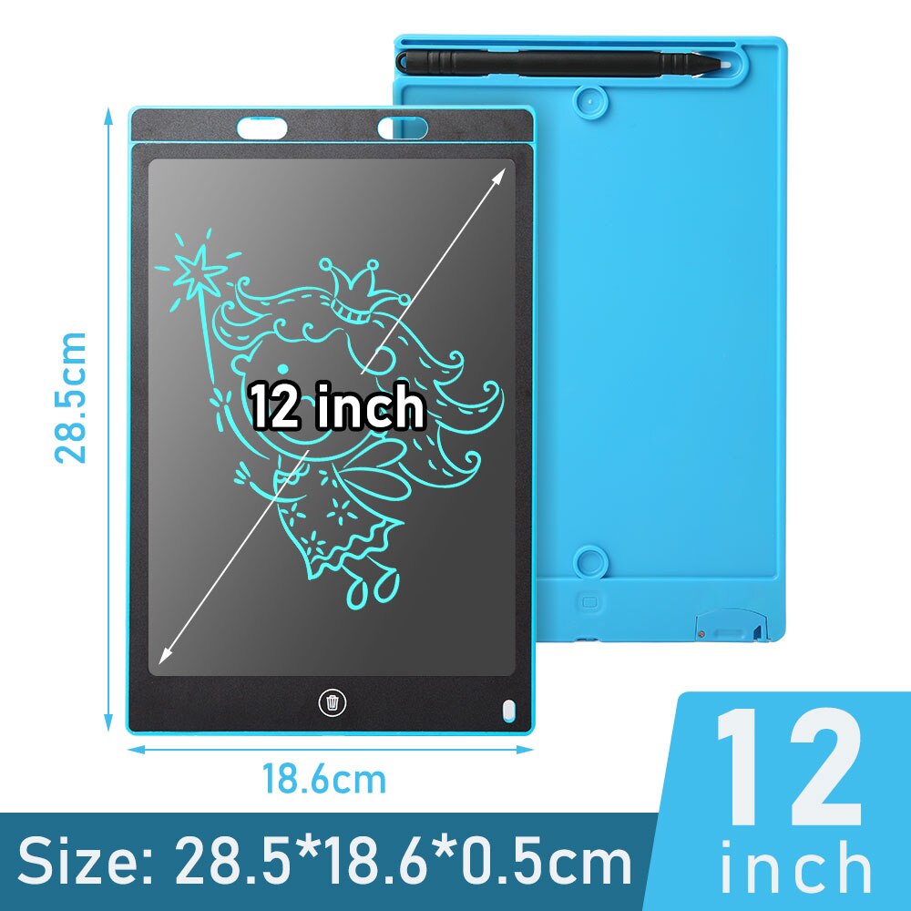 8.5/12 inch LCD Writing Tablet Colored Handwriting Pads Ultra Thin Graphics Erasable Drawing Board Christmas For Kids: 12 inch blue