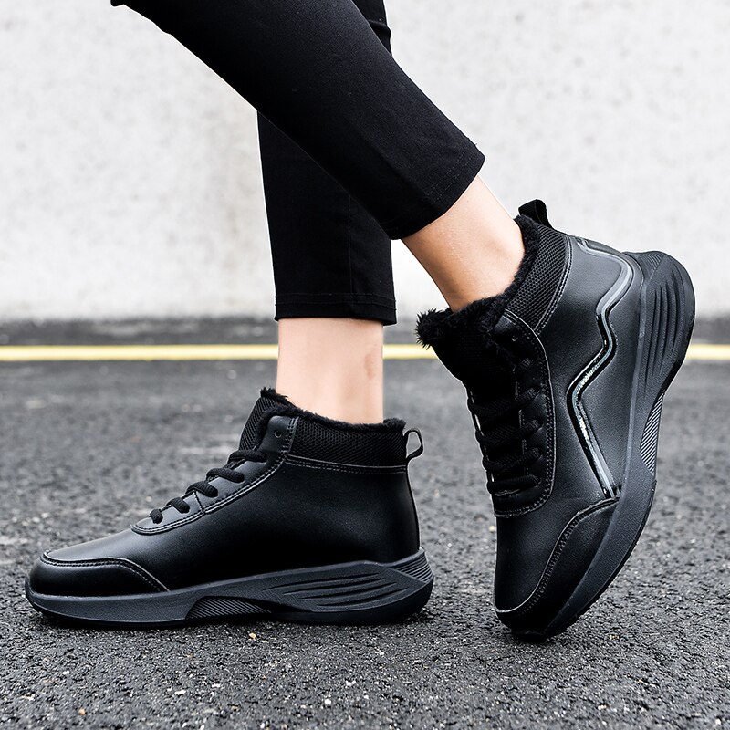 Winter Women's Shoes Plus Velvet Mid-cut Non-slip Walking Shoes Outdoor Trend Women Causal Sneakers All-match