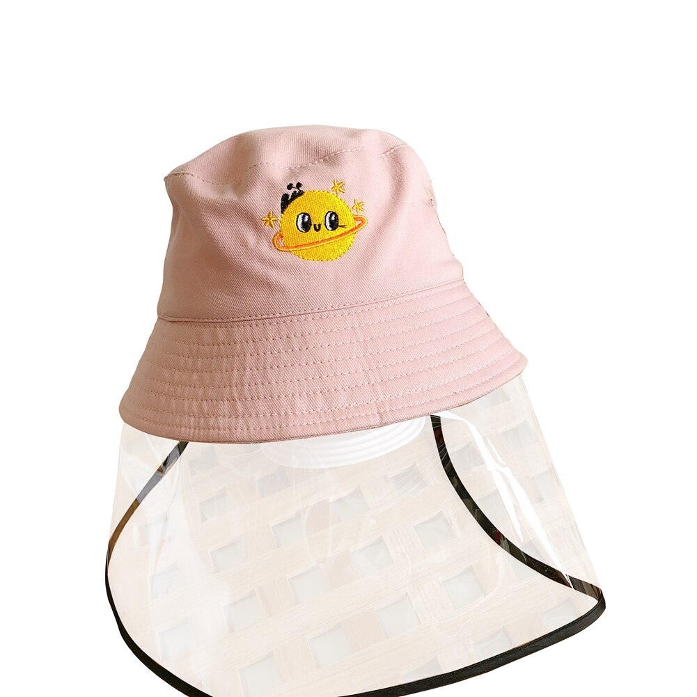 Trend Kids Child Anti-Spitting Protective Hat Cute Cartoon Bucket Caps with Clear Safety Full Face Shield Cover: 4