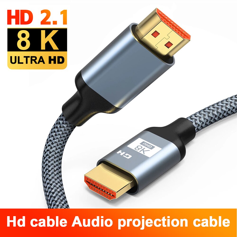 8K 60HZ Audio Video Cables High Speed Projection Gold Plated Cord 4K@120Hz HDMI-Compatible 2.1 Cable for Xbox One TV Box 1m 2m