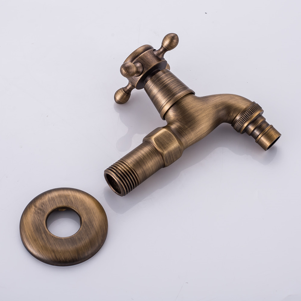 Antique Solid Brass Cold Water Wall Tap Garden Piscinas Long Washing Mop pool Machine Water Tap Basin Faucet Bibcock tap Doodii: DODI-B028-B