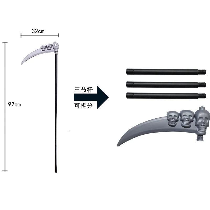 Costume cosplay di halloween: mietitore, terrificante costume da scheletro per bambini, mietitore per adulti, tunica da fantasma e falce