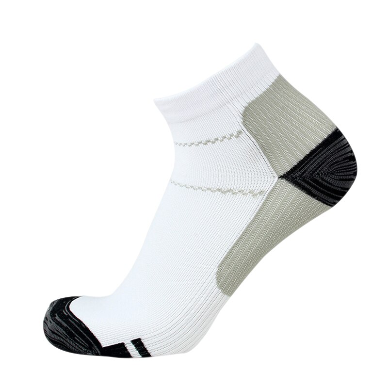 Gorący sprzedawanie 1 para kobiety mężczyźni skarpety uciskowe Foot Arch ulgę w bólu skarpety sportowe: White gray / L/xl