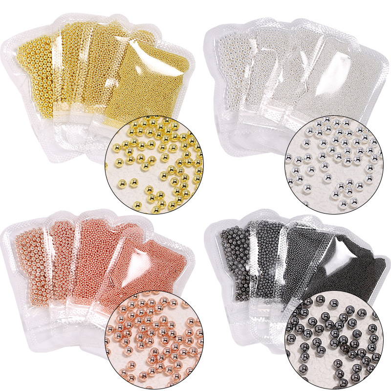Mini billes d'acier en alliage de micro caviars, 10g, 0.4mm-3mm, 4 couleurs, bijoux en biscuits pour nail art, accessoires de manucure, ornements DIY