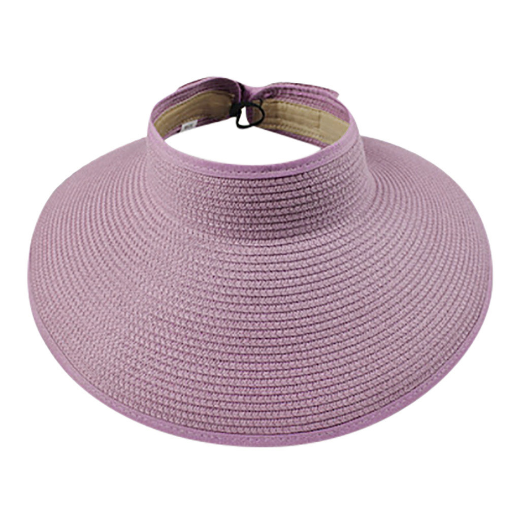 Women’s Summer Wide Brim Visor Hat Foldable Straw Sun Visor W/cute Bowtie Hat Sun Visors Hats For Women Ladies Leisure Cap