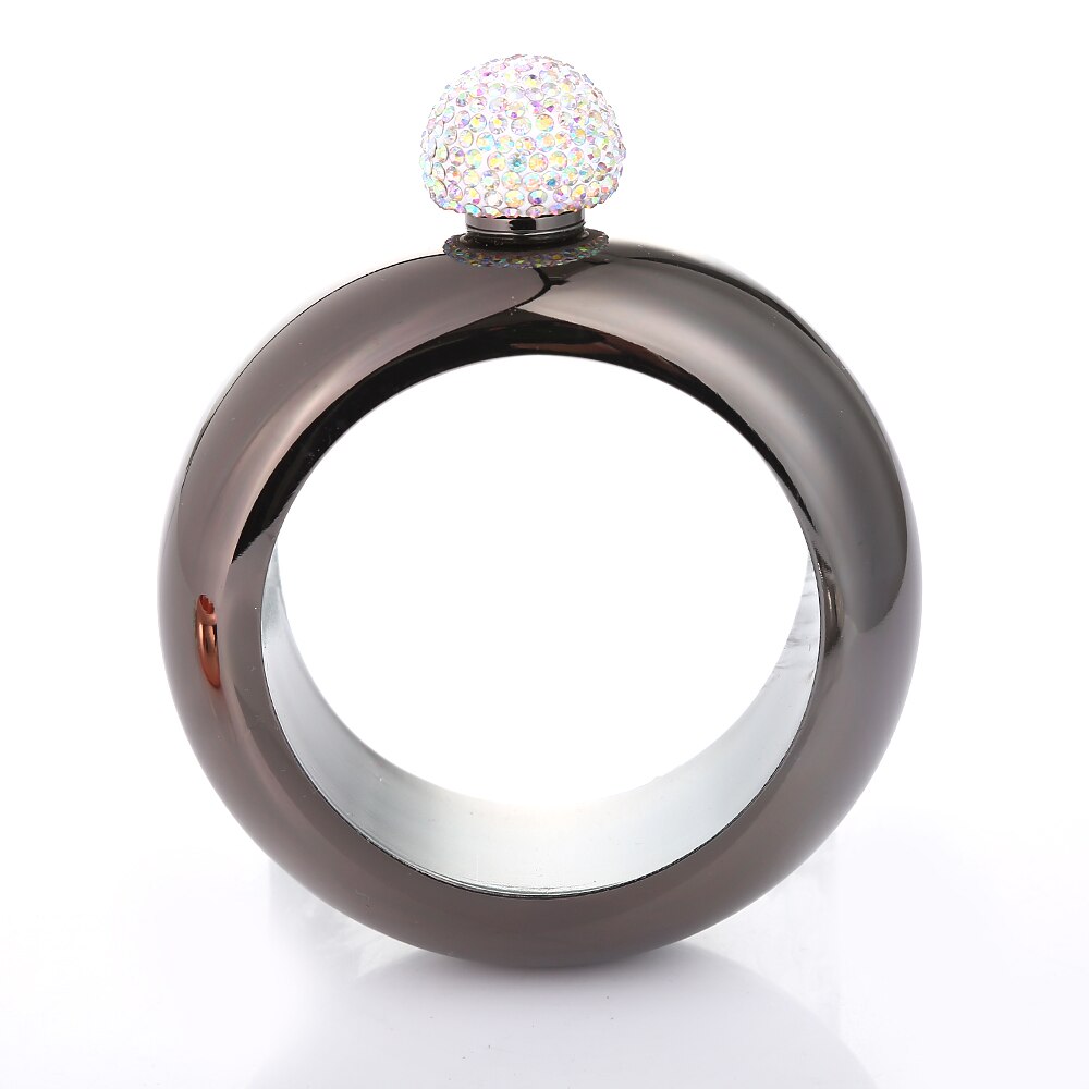 Realand Moda 3.5 OZ Garrafa Anca do Aço Inoxidável Pulseira Bangle Pedrinhas Tampa Álcool Uísque Copos Jóias para As Mulheres