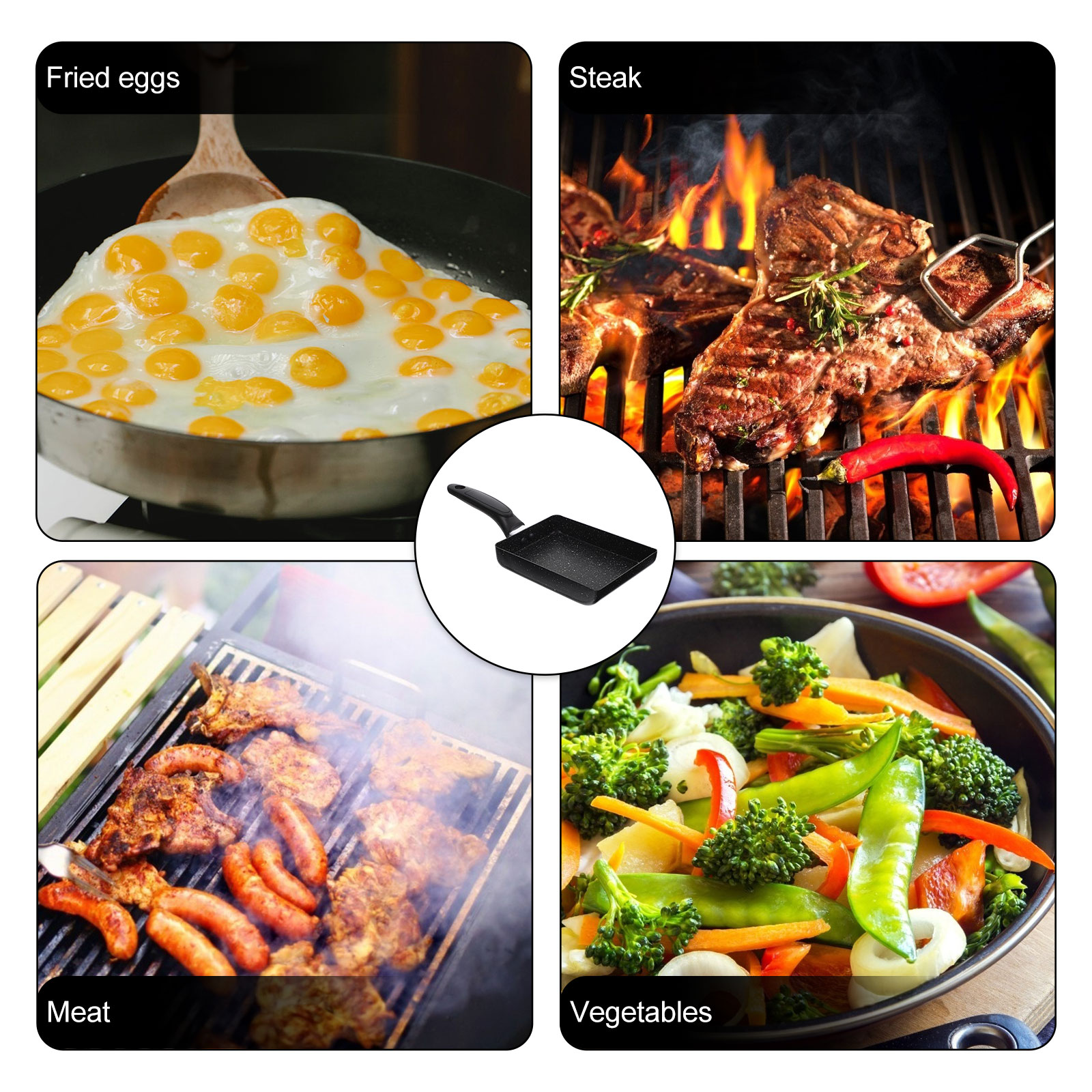 Japanese Square Skillet Pan Japanese Style Tamagoyaki Pan Kitchen Non Stick Frying Pan