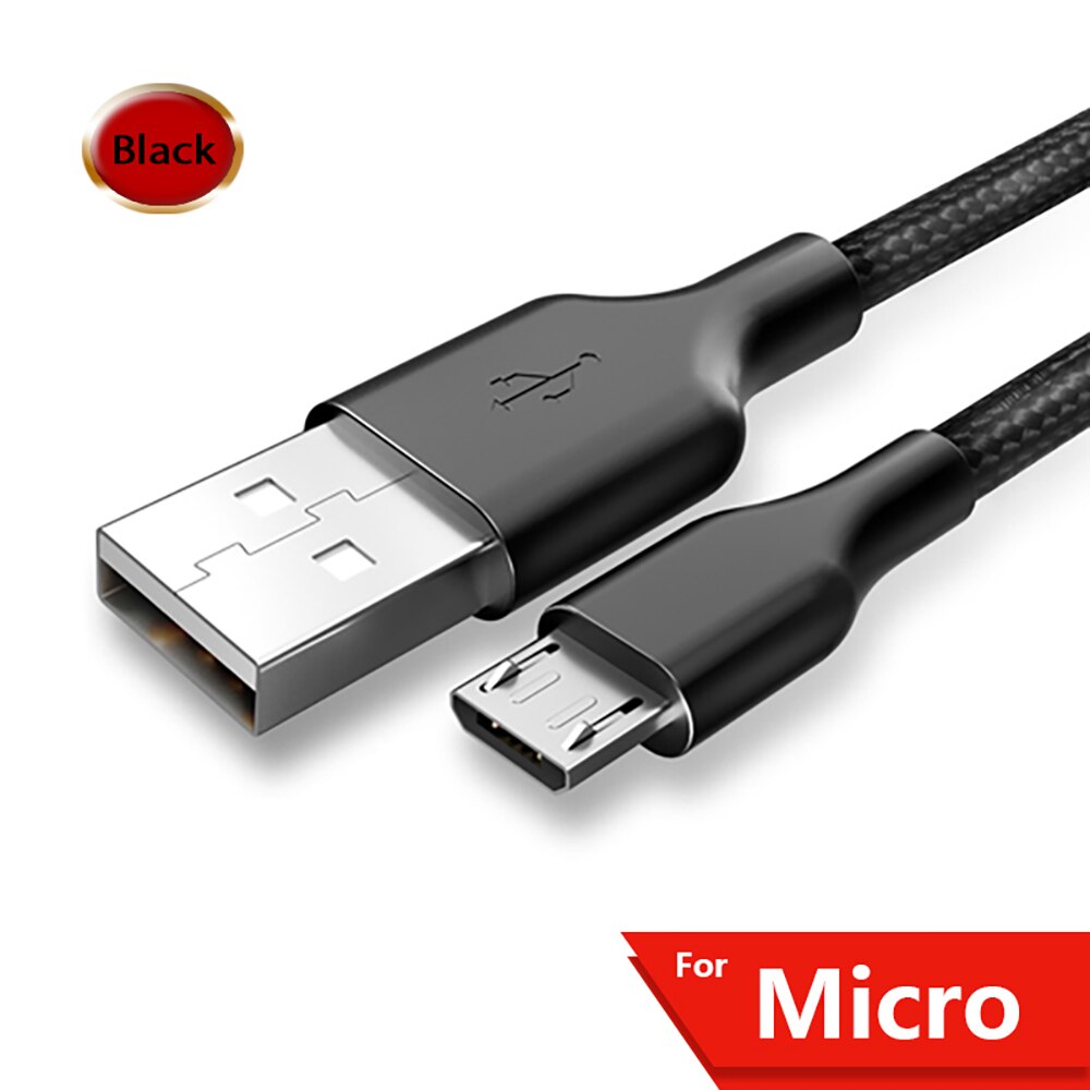 1 m 2 m Meter Micro USB Cable Fast Charging Cable Wire Android USB Charger Data Cord - for Samsung Xiaomi Oneplus Huawei P9: Micro-Black / 2m