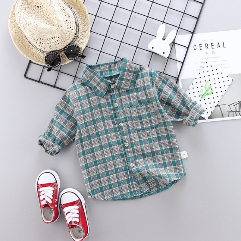 Katoen Jongen Shirts Baby Jongens Lange Mouwen Plaid Print Shirts Kids Tops Tees Shirts Casual Blouse