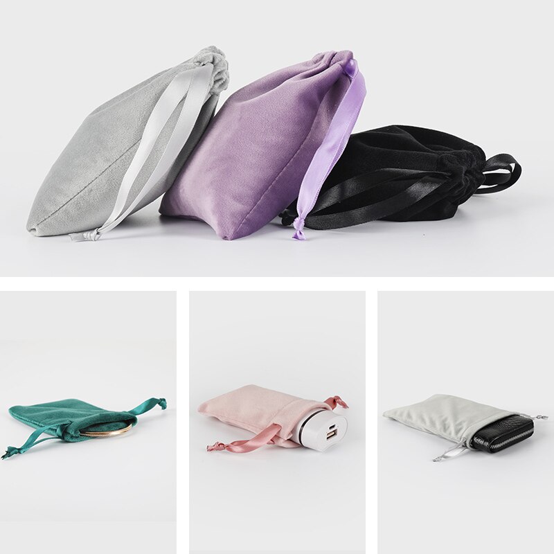 10 Pcs/Lot Christams Package Flannel Bags with Satin Drawstring Wedding Party Soft Fabric Velvet Pouch Dustbag