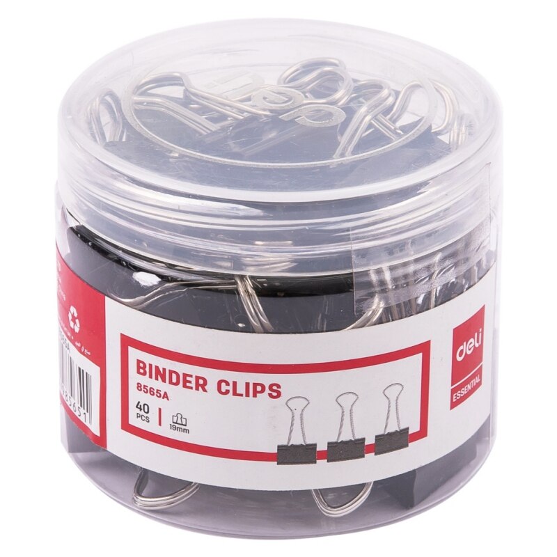 Deli Metal Binder Clips 15-51mm Sizes In Jar For Books Files Binding Stationery School Office Supplies Metal Paper Clip: 19mm