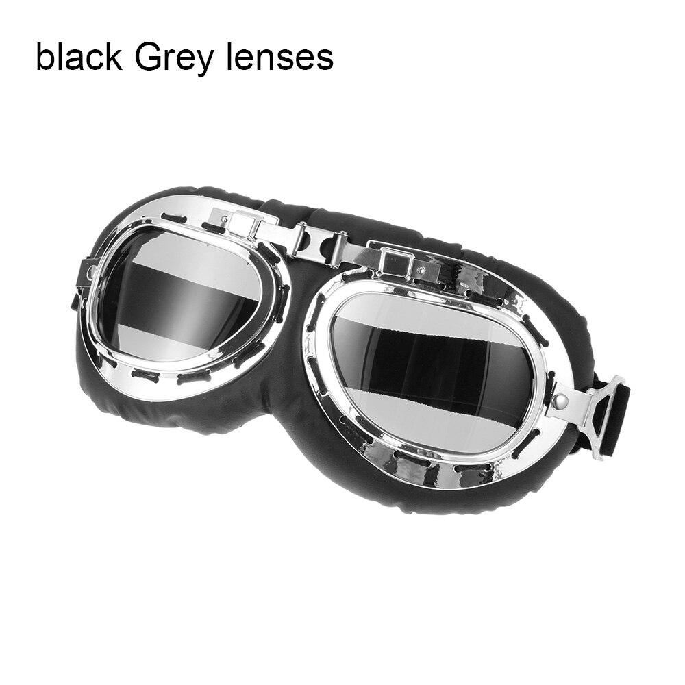 Retro Pilot Goggles Motor Protective Gears Glasses Eye Protection For Motorcycle Cruiser Cafe Scooter Motorcycle Accessories: Grey Lenses 1