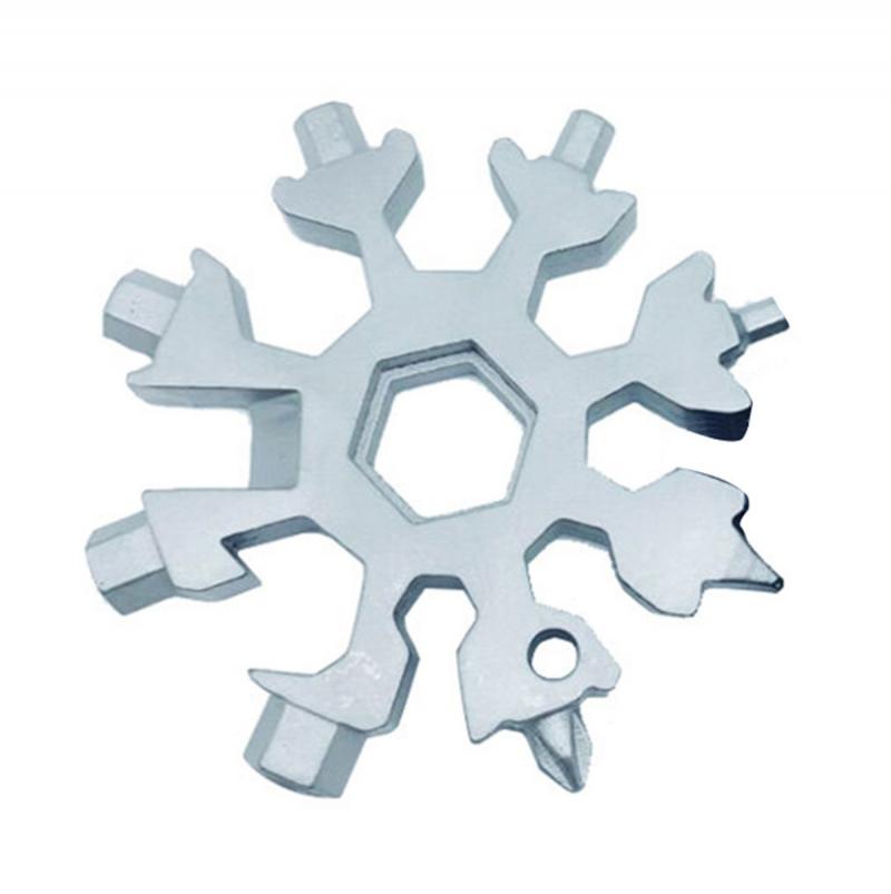 18-In-1 Multi-Tool Snowflake Multi-tool Card Combinatie Compacte Multifunctionele Schroevendraaier Rvs Gadget hulpmiddel Kaart: silver