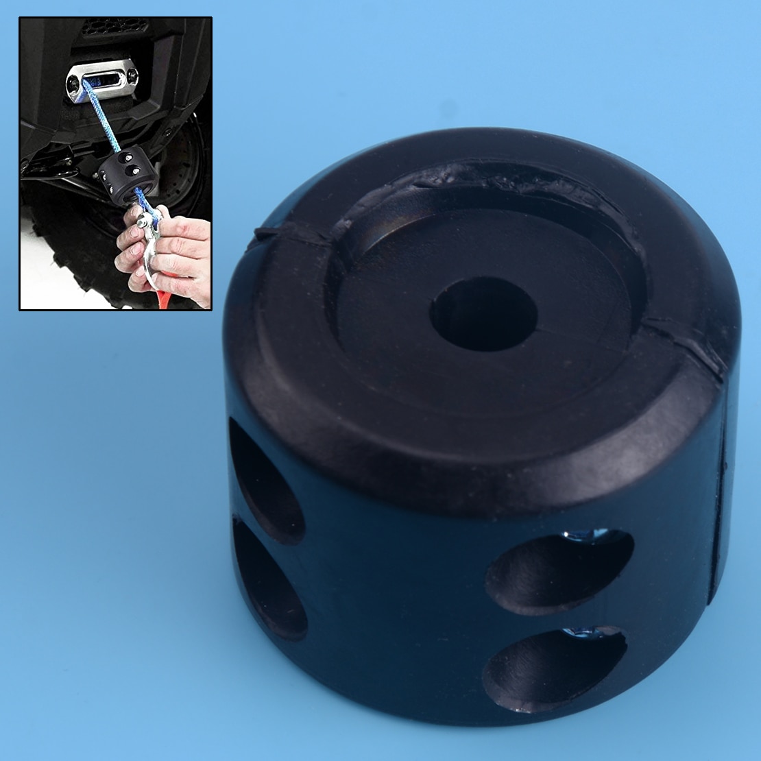 beler Universal Black Rubber Quad Bike ATV UTV Front Winch Cable Hook Stop Cushion Stopper