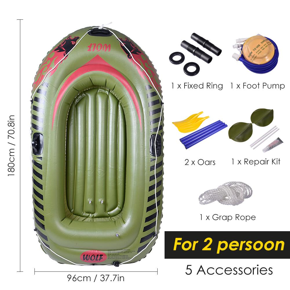 Outdoor Water Inflatable Boat Set Heavy Duty Rafting Fishing Air Kayak Canoe Set With Paddles For 2 Person
