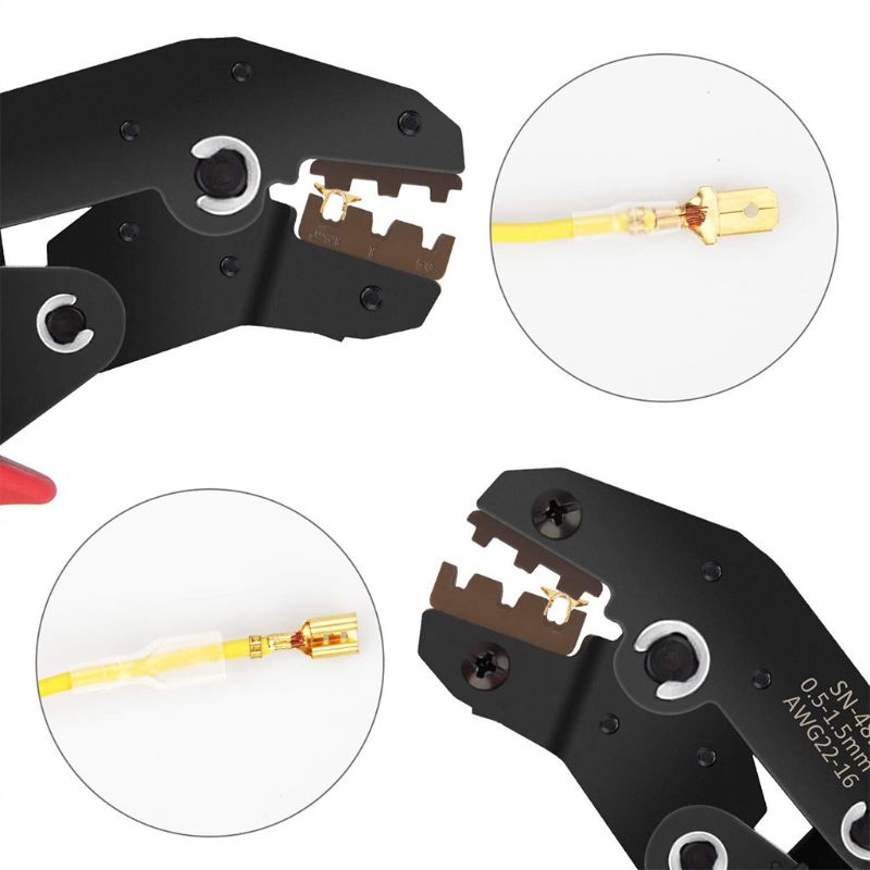 Juego de alicates de engaste 48B con 600 Uds. Inserte el Terminal de resorte de compresión en frío alicates de conector de cable Crimper Kit en caja
