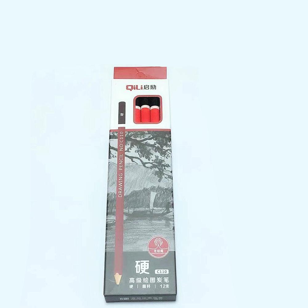 12 pcs/box Sketch pencil HB 2B 3B 4B 5B 6B 8B 10B 2H 3H Soft medium hard carbon pen Office school drawing pencil: Charcoal pen-hard