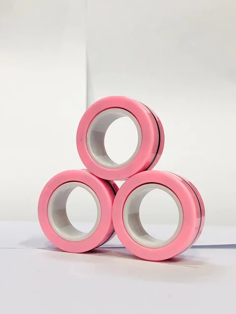 Anillos magnéticos Fidget Toy para adultos, Idea TDAH Ansiedad Juego de juguetes magnéticos Fidget Spinner Anillos para aliviar, para adolescentes: Rosa