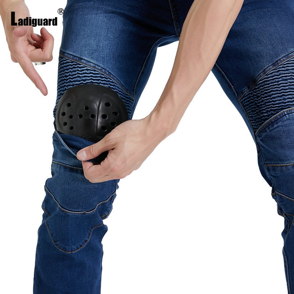 Ladiguard Plus Größe Männer Jeans Demin Hosen Ich bin Westlichen Fahrrad Sliming Unteren Männlichen Polsterung Hosen Neue Patchwork draussen Demin Schlauch