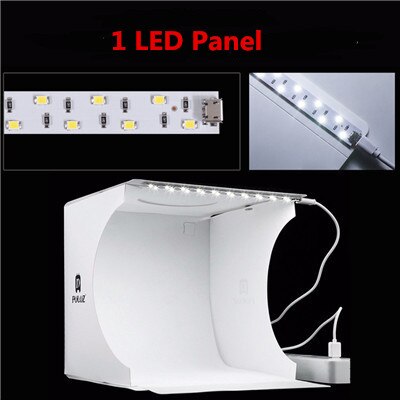 Puluz Mini Folding Lightbox Desktop Photo Studio Photography Softbox Shooting Light Box Background Kit LED box for DSLR Camera: 1 LED Panels