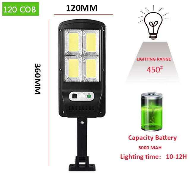 8000W 504LED Solar LED Street Light Waterproof PIR Motion Sensor Smart Remote Control Lamp Outdoor Garden Security Wall Light: 128COB
