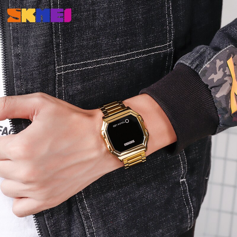 Skmei touch led digitale guldure herre dato tid herre armbåndsure vandtæt sportsur reloj hombre