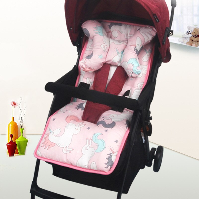 Bomuld blød pude spædbørn barn vogn madras børn vogn barnevogn liner trolley tilbehør vandtæt baby klapvogn siddeunderlag: Pink med pude