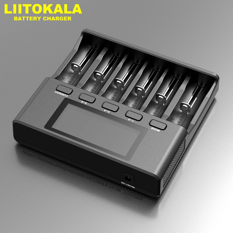 Cargador de batería LiitoKala Lii-S6 18650, cargador con 6 ranuras, detección de polaridad automática para 18650 26650 21700 32650, pilas AA AAA