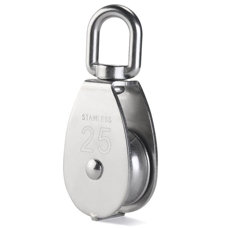 2 stuks 25mm enkele katrolblokken  in 304 roestvrij staal  m25 katrolrol laden 400kg -  zilver