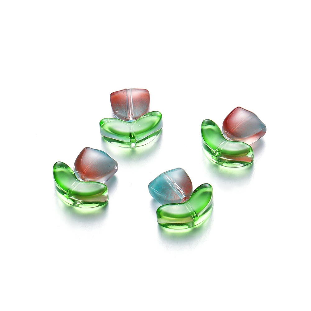 10/20Set Tulips Flower Lampwork Beads Multicolor Glass Flora Beads Multicolor Loose Beads for DIY Bracelets Jewelry Making: Orange / 2mm
