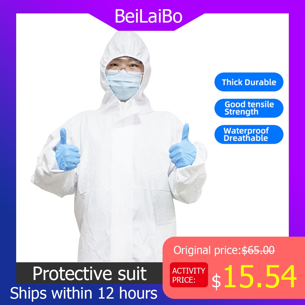 PPE Hazmat suit Protective Clothing suit Waterproof High Antibacterial Reusable Invasion Plastic Insulation Suit Washable