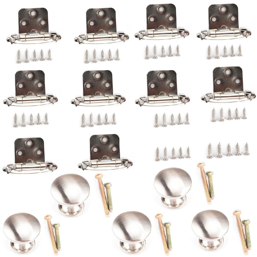 15pcs/set Iron Hinge Kit Face-Frame Hinge Kit American Hinge Round Knob Handle Set for Trailers RV Car Parts: Default Title