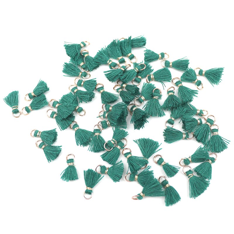 20Pcs 1 Cm Katoenen Draad Mini Kwastje Trim Hanger Diy Craft Materialen Sieraden Oorbellen Ornamenten Opknoping Ring Kleine Fringe trim: Green tassels