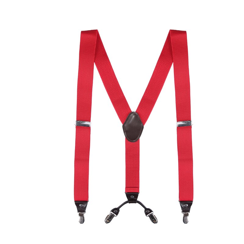 Style 3.5cm y-form 4 klips seler herre seler suspensorio masculino til mand eller kvinde: Rød