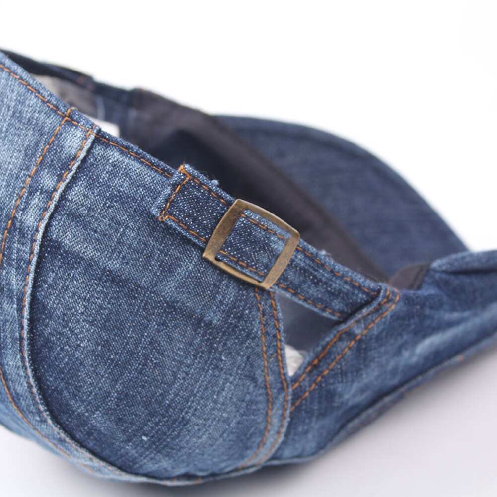 Volwassen Unisex Verstelbare Vlakte Denim Baret Vo Grandado