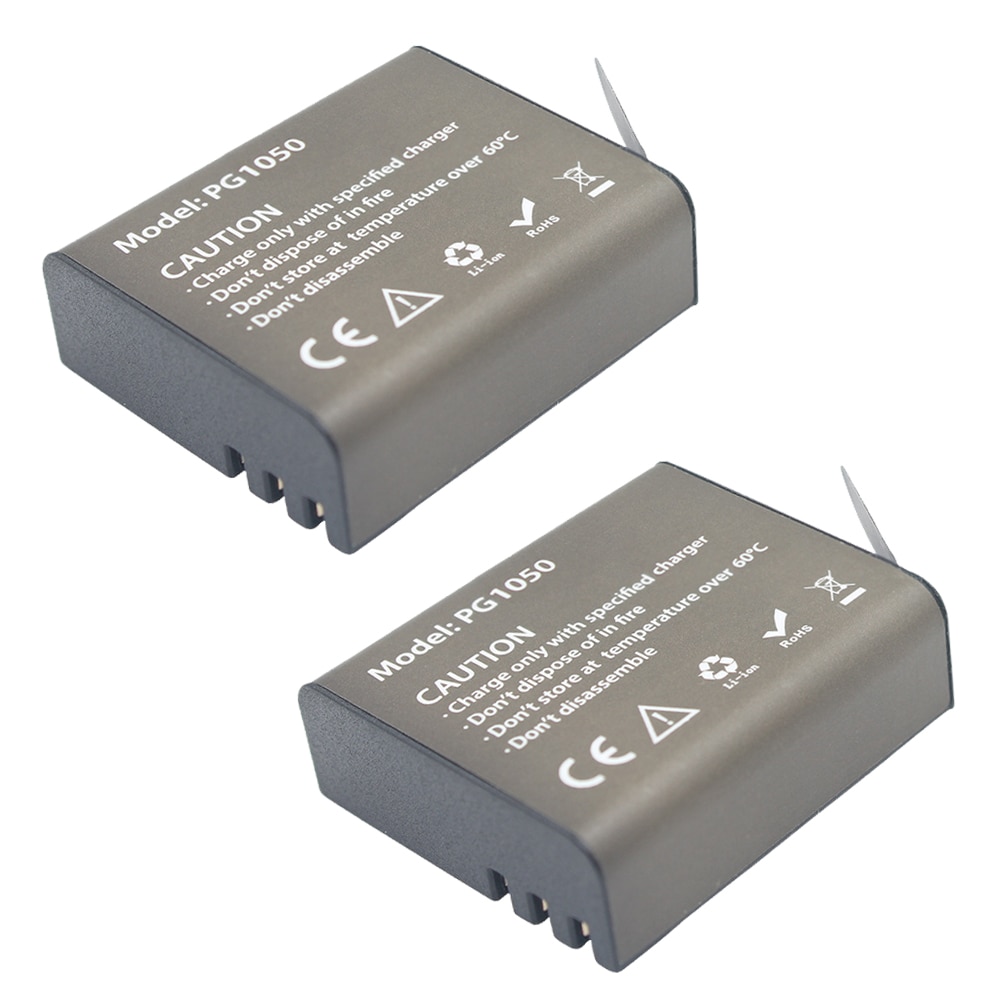 1050 mah  pg1050 batteri + dobbel lader til eken  h9 h9r h3r h8r h8 pro  h8 til sjcam  sj4000 sj 4000 sj5000 m10 6000 kamera batteria: 2 batterier
