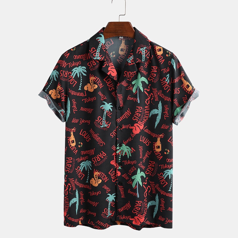 Skjorter til mænd tropisk ferie hawaii skjorte herre blomstret hip hop chemise homme kortærmet streetwear strand skjorte mænd