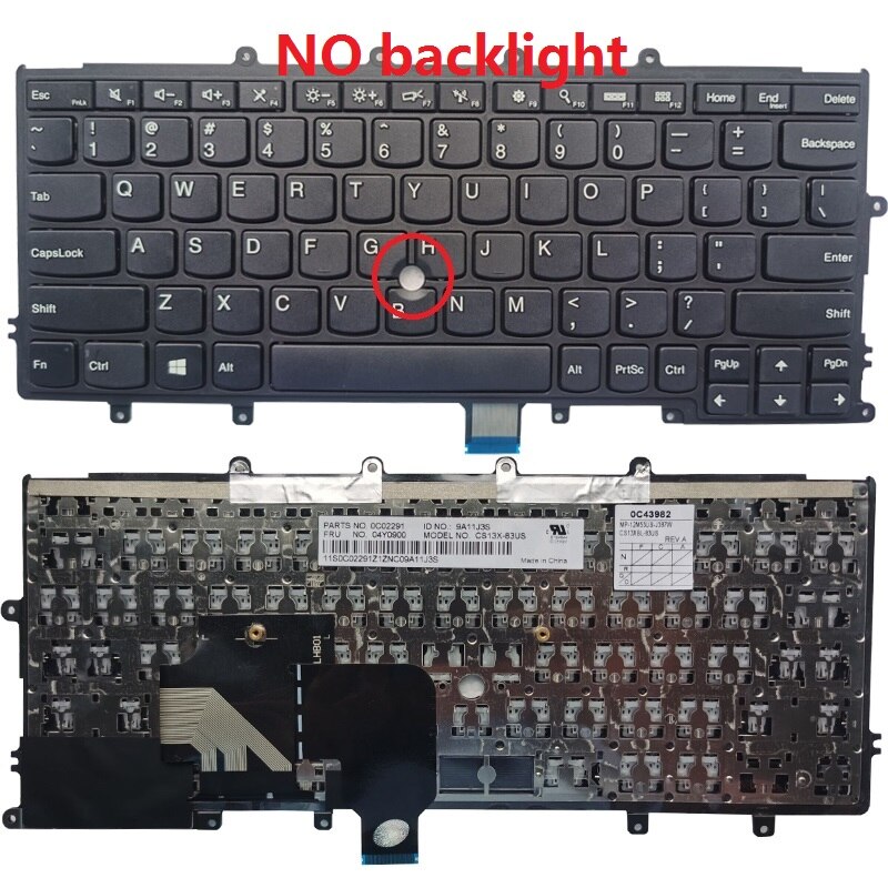 US Keyboard For Lenovo Thinkpad X230S X240S X240 X250 X240I X260S X270 US laptop Keyboard 04Y0938: No pointing stick