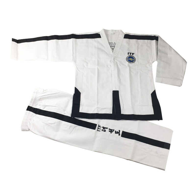 SINOBUDO Taekwondo White Embroidery Standard ITF Uniform For Instructor Uniforms Men Taekwondo Uniforms Suit