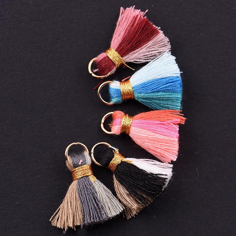 30pc färger mini bomullstråd tofs boho smycken gör leveranser armband halsband hitta fransar trim hängen små tofsar: Blandade färger