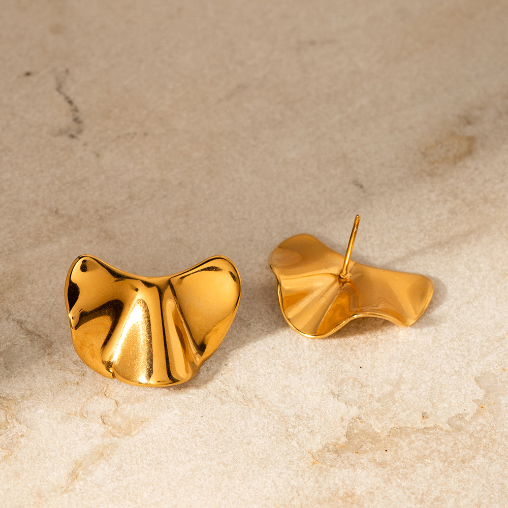 CARLIDANA Girls Jewelry Butterfly Earrings Vintage Stud Earrings Irregula 18k Gold Color Earrings Studs for Women: Light Yellow Gold Color