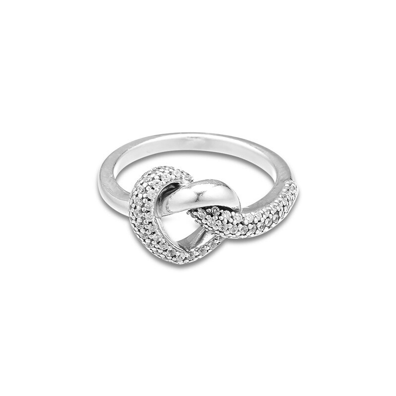 Knotted Heart Ring Jewelry 925 Sterling Silver Rings for Women Pave Stone Female Ring Silver Jewelry Girls Wedding Rings